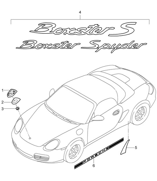 Inscriptions / Lettrage / Film pare-pierres 987.2 Boxster / Boxster S 2009-12