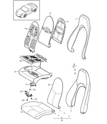Partie mousse / Housse / Siège standard (PR:369 370) / Siège confort (PR:437 438) 987.2 Boxster / Boxster S 2009-12