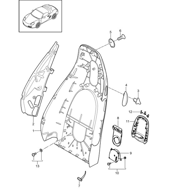 Rugschaal / Standaardzit / Comfortzit / Accessoires 987.2 Boxster / Boxster S 2009-12