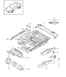 Seat frame / Standard seat / Comfort seat 987.2 Boxster / Boxster S 2009-12