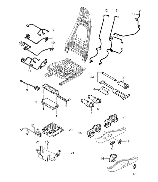 Kabelbomen / Schakelaar / Bedieningseenheid / Elektromotor / Sportstoel 987.2 Boxster / Boxster 2009-12