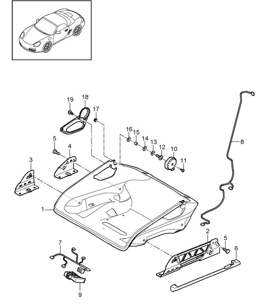 Siège baquet / Pliable / Structure de siège / Accessoires 987.2 Boxster / Boxster S 2009>>