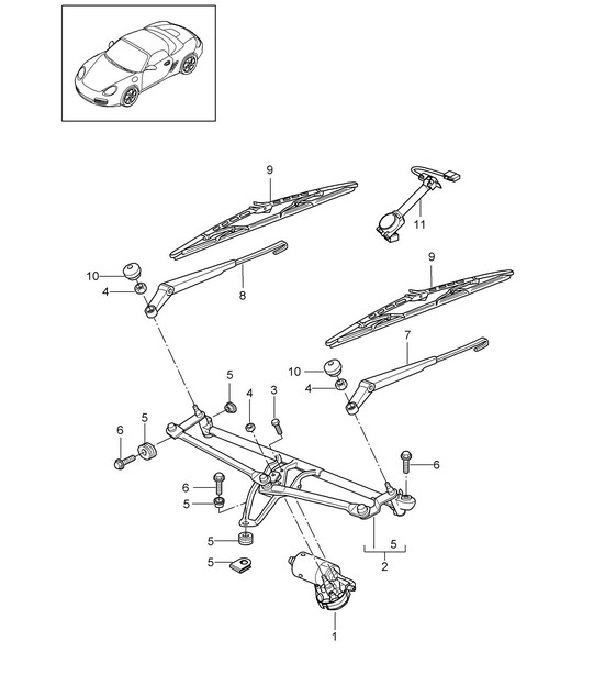 Sistema limpiaparabrisas completo / Sensor de lluvia 987.2 Boxster / Boxster S 2009-12