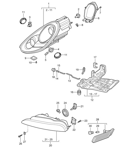 Faros / Faro adicional / Repetidor de intermitentes 987.2 Boxster / Boxster S 2009-12