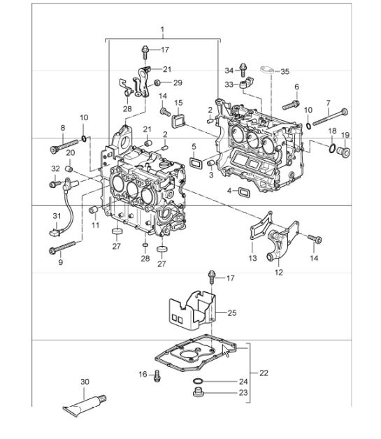 crankcase single parts 987 Boxster / Boxster S 2005-08