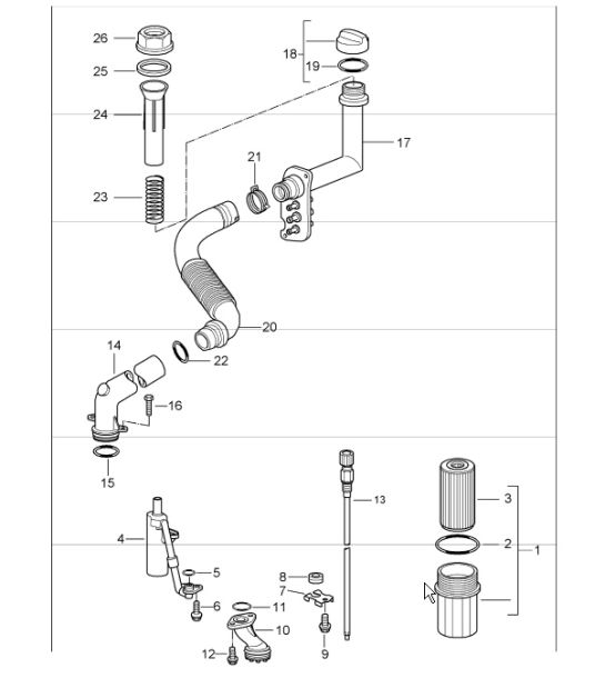 engine lubrication 987 Boxster M96.25 and 987 Boxster S M96.26 UPTO 2006