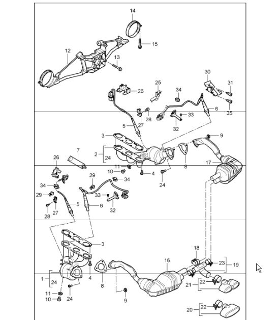 exhaust system 987 Boxster / Boxster S 2005-08