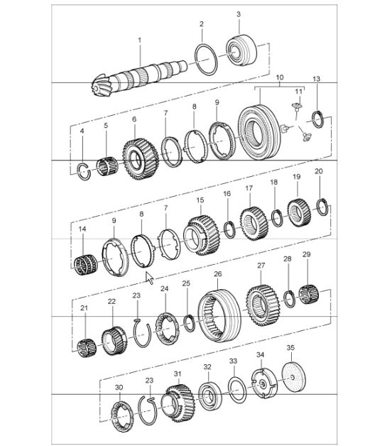 gears and shafts 987 Boxster G87.01  I481 (5th-speed manual transmission) 2005-08