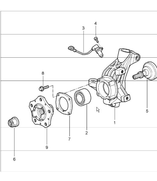 wheel carrier and wheel hub 987 Boxster / Boxster S 2005-08