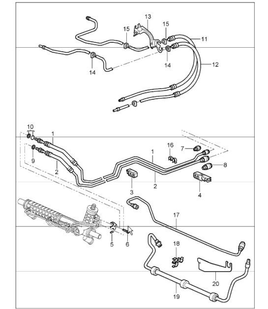 Diagram 403-01 Porsche Cayenne 92A (958) 2010-2017 Front Axle, Steering 
