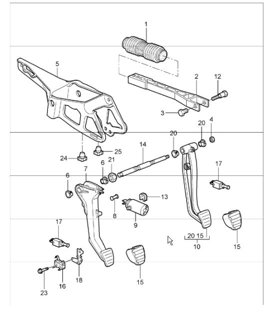 pedals 987 Boxster / Boxster S 2005-08