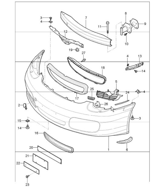 bumper front 987 Boxster / Boxster S 2005-08