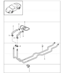 heating system - 1 - feed line and return line for 987 Boxster / Boxster S 2005-08