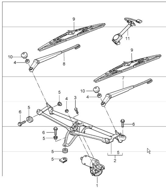 windscreen wiper system,  rain sensor 987 Boxster / Boxster S 2005-08