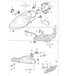 headlamp, additional headlamp and direction indicator light 987 I601 (Xenon lighting system)  Boxster / Boxster S 2005-08