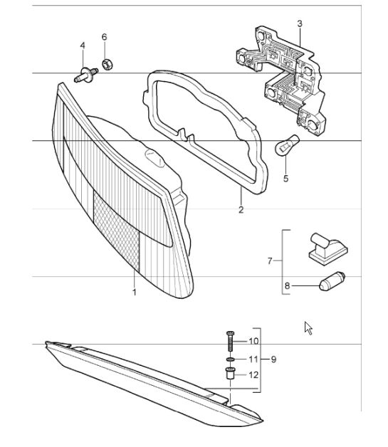 rear light, license plate light, additional brake light 987 Boxster / Boxster S 2005-08