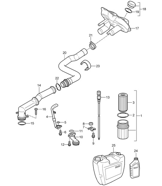 Engine lubrication - 9720, 9721, 9722 - 987C.1 Cayman 2.7L / 3.4L 2006-08