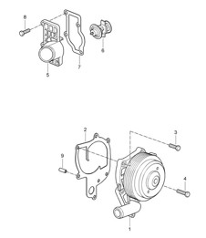 Bomba de refrigerante / Caja de termostato - 9720, 9721, 9722 - 987C.1 Cayman 2.7L / 3.4L 2006-08