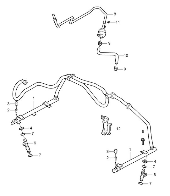 Pipe de récupération d'essence - 9720, 9721, 9722 - 987C.1 Cayman 2,7L / 3,4L 2006-08