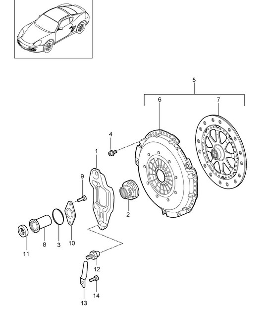 Coupling - 9720,9721, 9722+, PR:480, 6-speed manual - 987C.1 Cayman 2.7L / 3.4L 2006-08