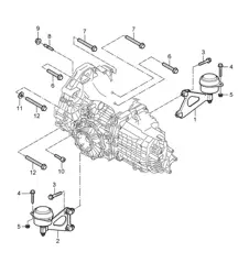 Handgeschakelde versnellingsbak / Transmissie-ophanging / Schroefdraadverbinding voor motor - G8701+ PR:481, handgeschakelde 5e versnelling - 987C.1 Cayman 2.7L 2007-08