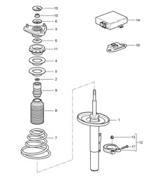 Suspension / Shock absorber strut 987C.1 Cayman 2006-08