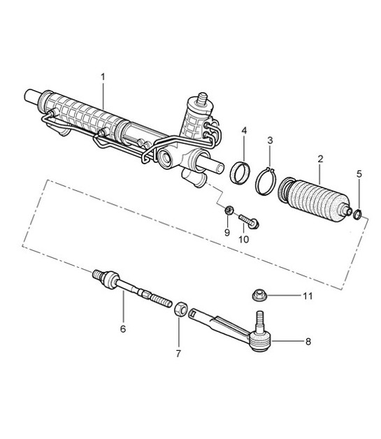 Diagram 403-000 Porsche Panamera 4S V8 4.8L Vooras, besturing 