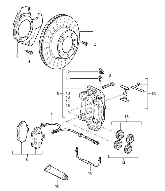 Diagram 602-000 Porsche Cayenne MK3 (958) 2010-2017 Wielen, Remmen