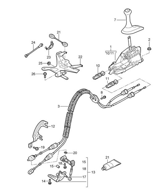 Diagram 701-000 Porsche 卡宴 Turbo / Turbo S 4.8L 2007>> 手柄系统、踏板组 