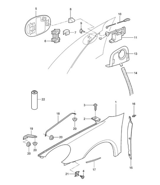 Diagram 801-040 Porsche 958 Cayenne S V6 3.0L Hybrid 380HP 2010-17 Body