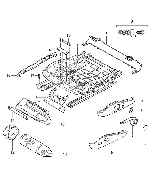 Structure de siège / Siège standard / Siège confort 987C.1 Cayman/ Cayman S 2006-08