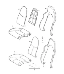 Foam part / Cover / Sports seat 987C.1 Cayman / Cayman S 2006-08