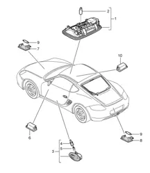Innenbeleuchtung / Gepäckraumleuchte / Motorraumleuchte / Handschuhfachleuchte / Fußraumleuchte 987C.1 Cayman 2006-08