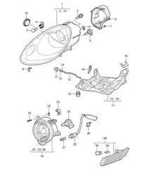 Koplampen / Extra koplamp / Richtingaanwijzerversterker 987C.1 Cayman 2006-08