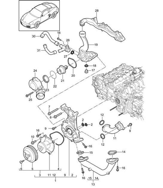 Diagram 105-000 Porsche Cayenne MK2 (957) 2007-2010 Motor