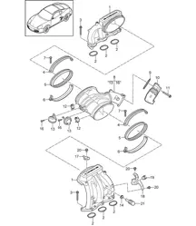 Ansaugluftverteiler / Drosselklappenadapter (Modell: A120, A121) 987C.2 Cayman 2.9L / 3.4L 2009-12