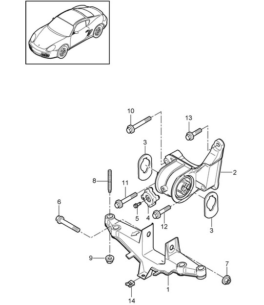 Sospensione motore (Modello: A120,A121) 987C.2 2.9L / 3.4L Cayman 2009-12