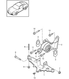 Engine suspension (Model: A120,A121) 987C.2 2.9L / 3.4L Cayman 2009-12