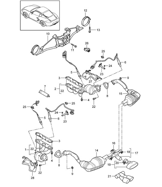 Exhaust system 987C.2 Cayman 2009-12