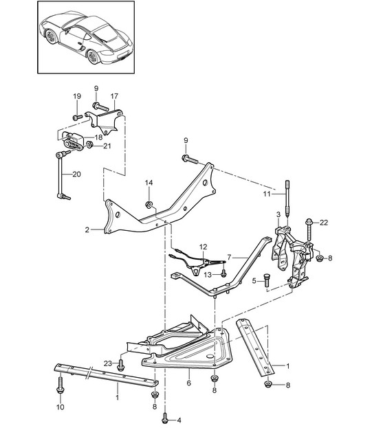 Rear axle / Side part / Carrier 987C.2 Cayman 2009-12