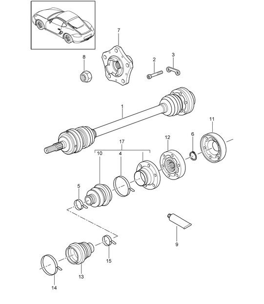 Drive shaft / Wheel hub 987C.2 Cayman 2009-12