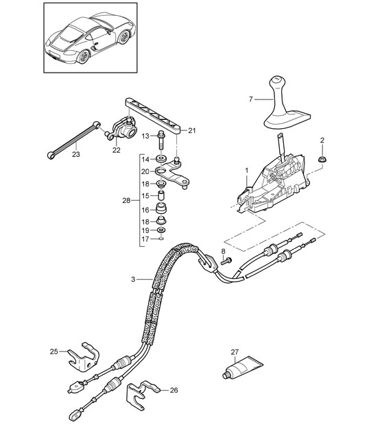 Transmission control / Manual gearbox (PR:480) 987C.2 Cayman 2009-12