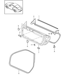 Türdichtung / Dichtung / Windschutzscheibenrahmen 987C.2 Cayman 2009-12