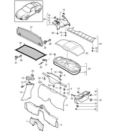 Linings / Engine compartment 987C.2 Cayman 2009-12