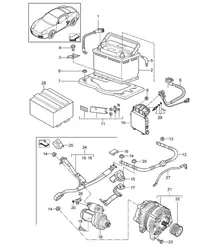 Batería / Distribuidor de energía / Arranque / Alternador 987C.2 Cayman 2009-12