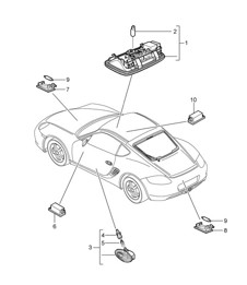 Innenbeleuchtung / Gepäckraumleuchte / Motorraumleuchte / Handschuhfachleuchte / Fußraumleuchte 987C.2 Cayman 2009-12