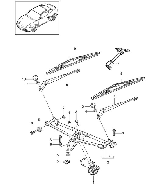 Sistema limpiaparabrisas completo / Sensor de lluvia 987C.2 Cayman 2009-12