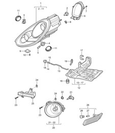Scheinwerfer / Zusatzscheinwerfer / Blinkerverstärker 987C.2 Cayman 2009-12