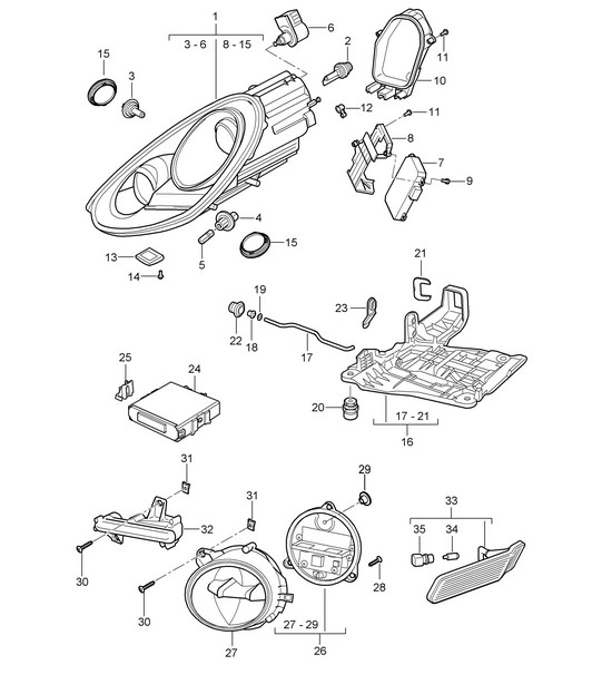 Faros / Faro adicional / Repetidor de intermitentes (PR:603, Xenón) 987C.2 Cayman 2009-12