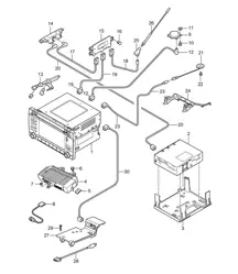 控制面板/导航系统/收音机单元/接收部件/电视放大器/多媒体接口 987C.2 Cayman 2009-12